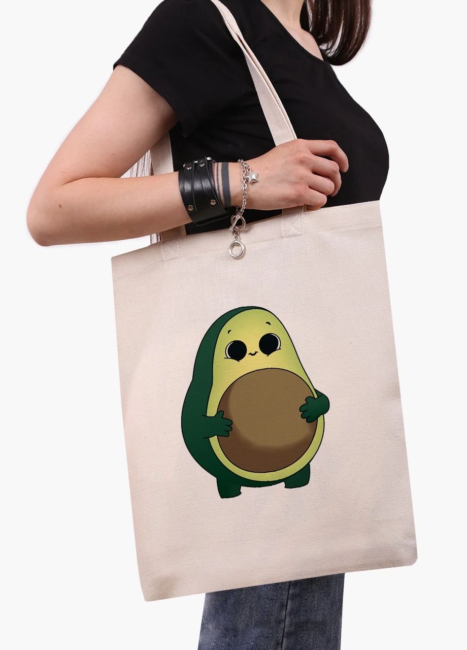 Еко сумка шоппер біла Авокадо (Avocado) (9227-2031-WT) Еко сумка шоппер біла 41*35 см MobiPrint (215977499)