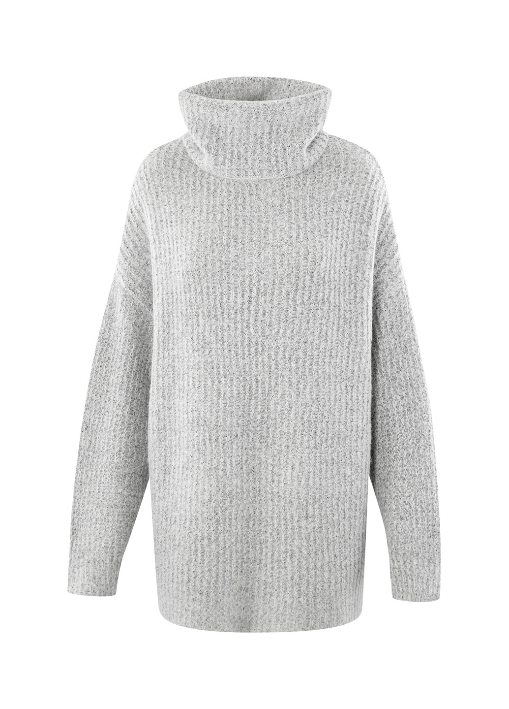 Светло-серый зимний свитер хомут Oodji