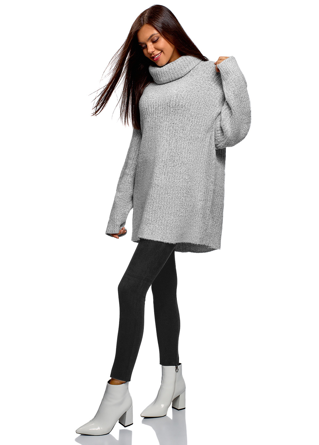 Світло-сірий зимовий светр хомут Oodji