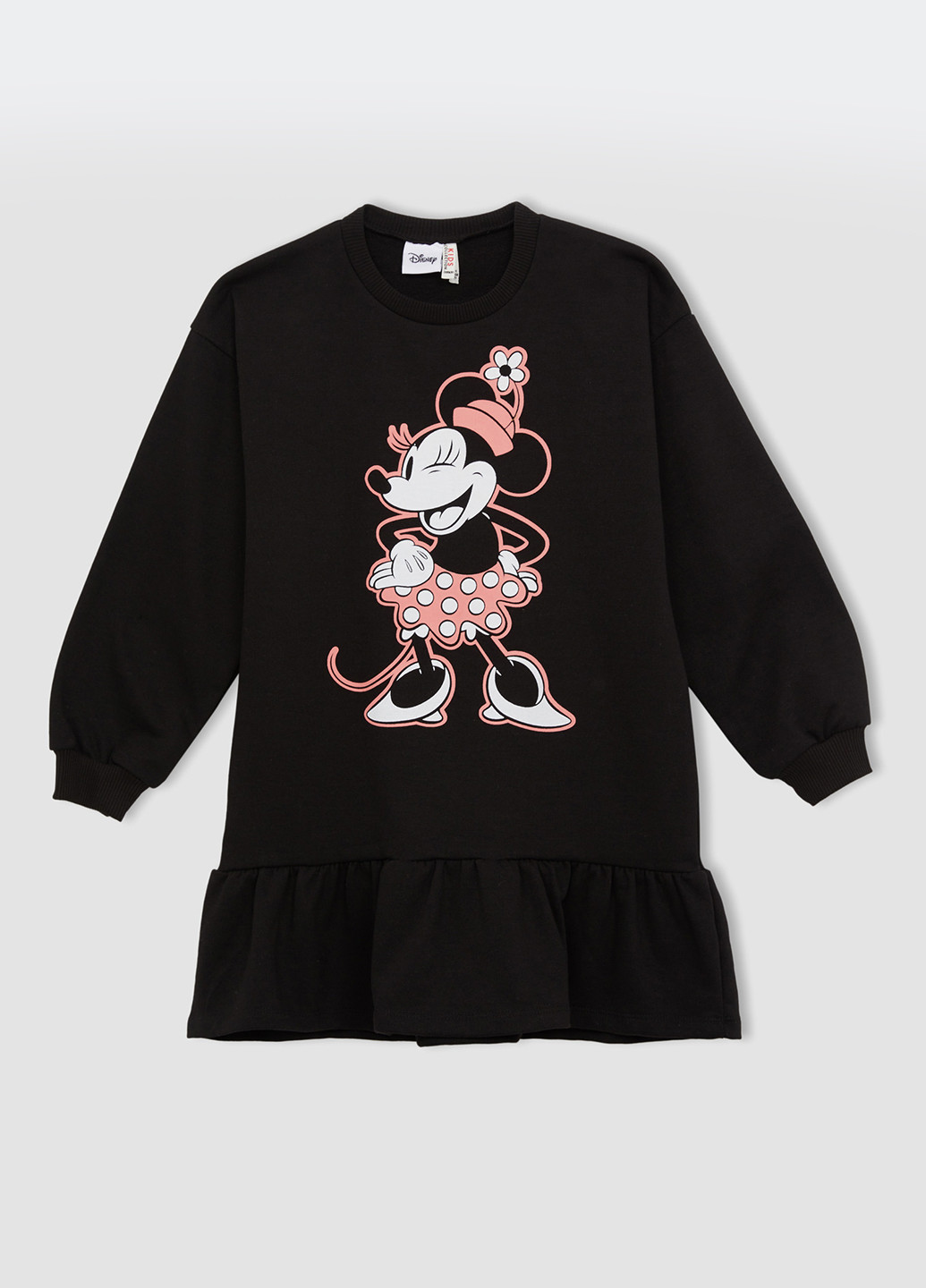 Чорна кежуал трикотажна сукня mickey & minnie (standard characters) кльош, сукня-світшот DeFacto персонажі