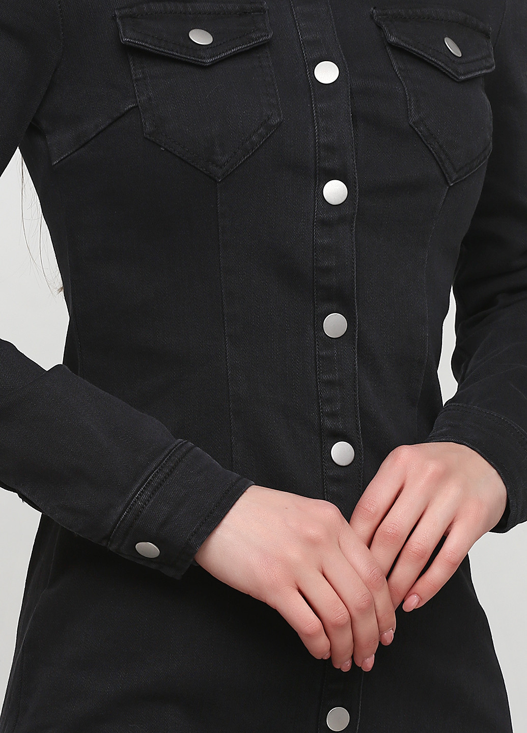 Черное джинсовое платье рубашка Missguided однотонное