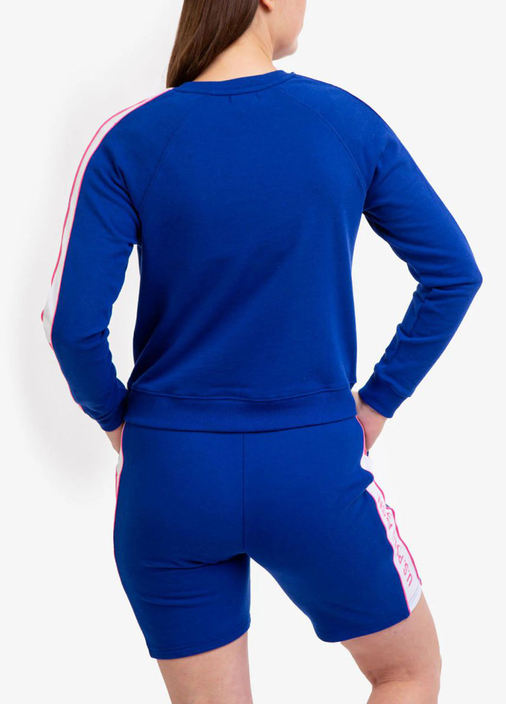 Синій світшот U.S. Polo Assn. однотонний лампаси (324296523)