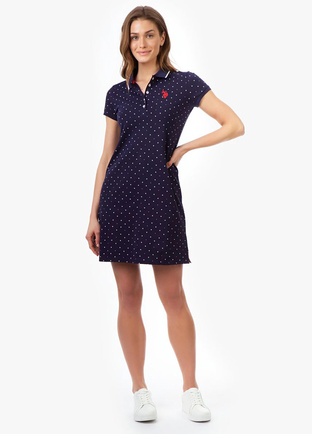 Синя кежуал сукня поло U.S. Polo Assn. в горошок