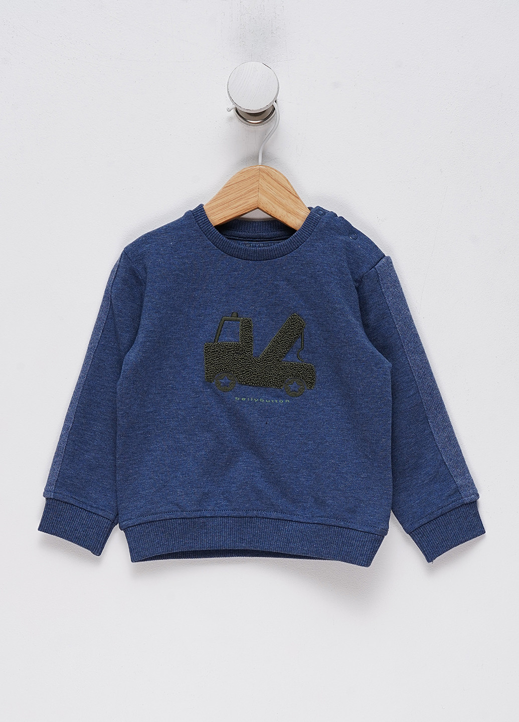 Bellybutton свитшот логотип серо-синий кэжуал хлопок, хлопок органический