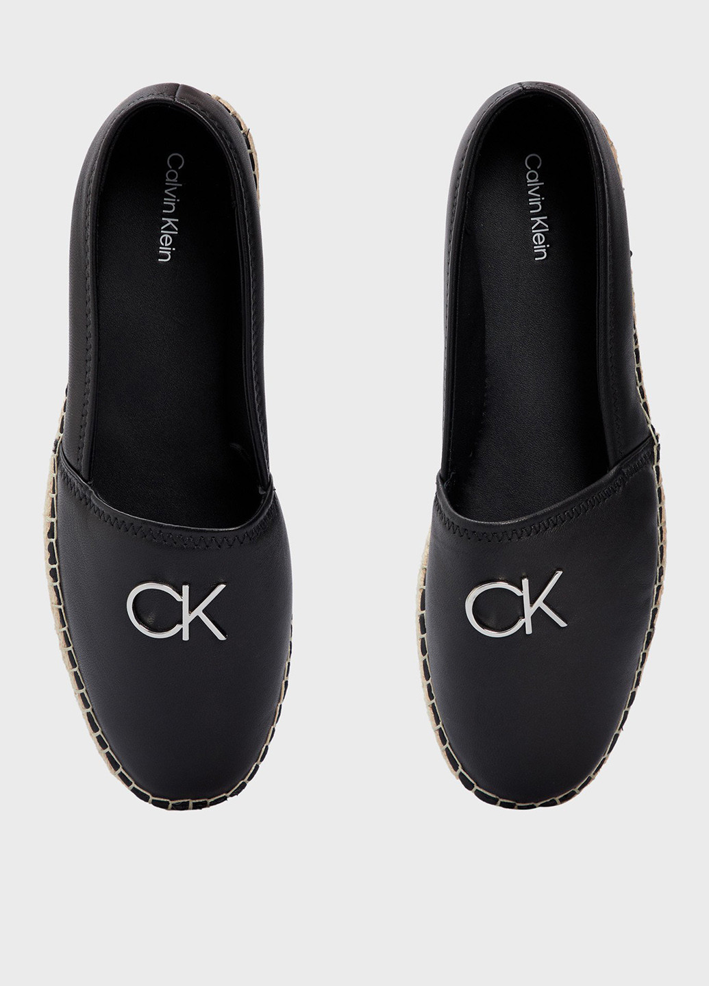 Чёрные эспадрильи Calvin Klein однотонный логотип, джут (328213703)