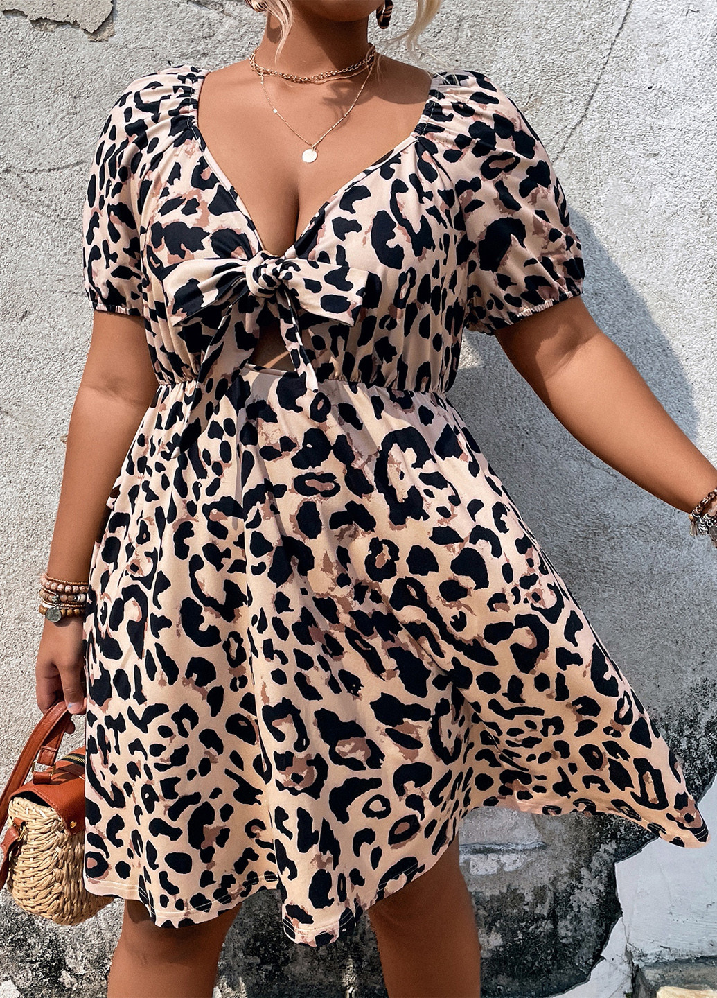 Комбінована кежуал сукня кльош SHEIN леопардовий