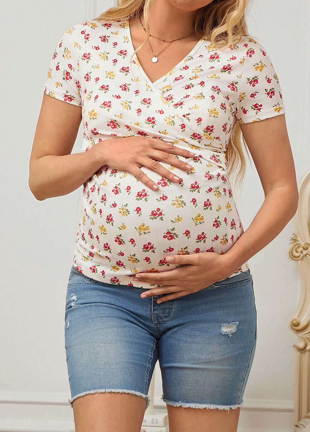 Футболка для беременных/кормящих мам SHEIN - (367003828)