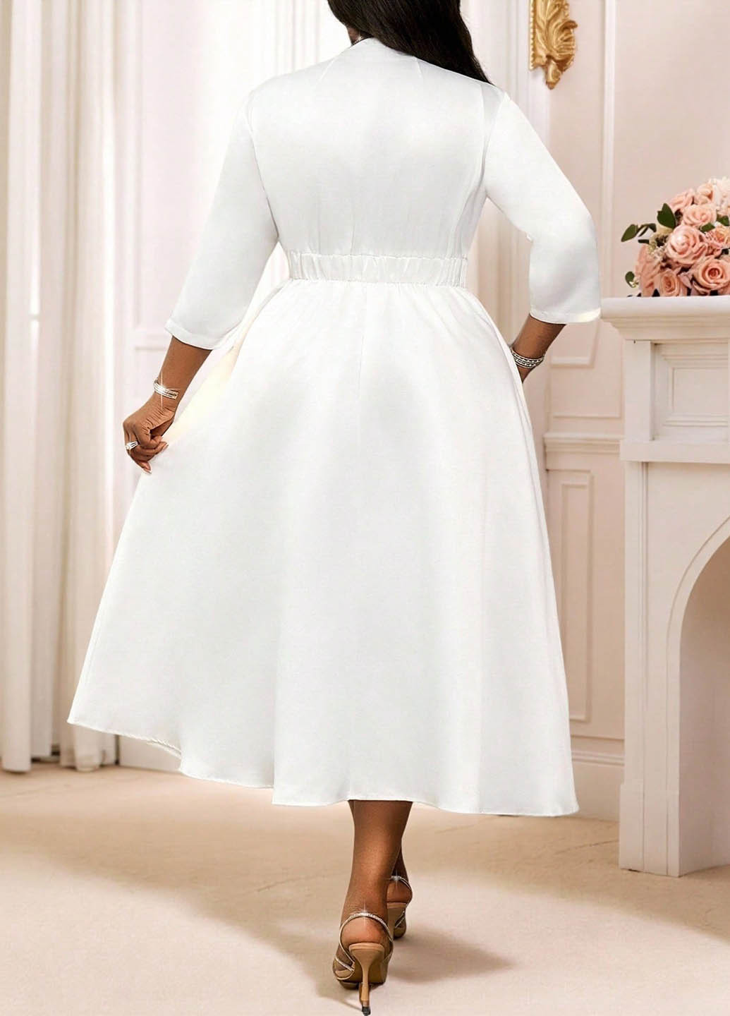 Білий вечірня сукня кльош SHEIN однотонна