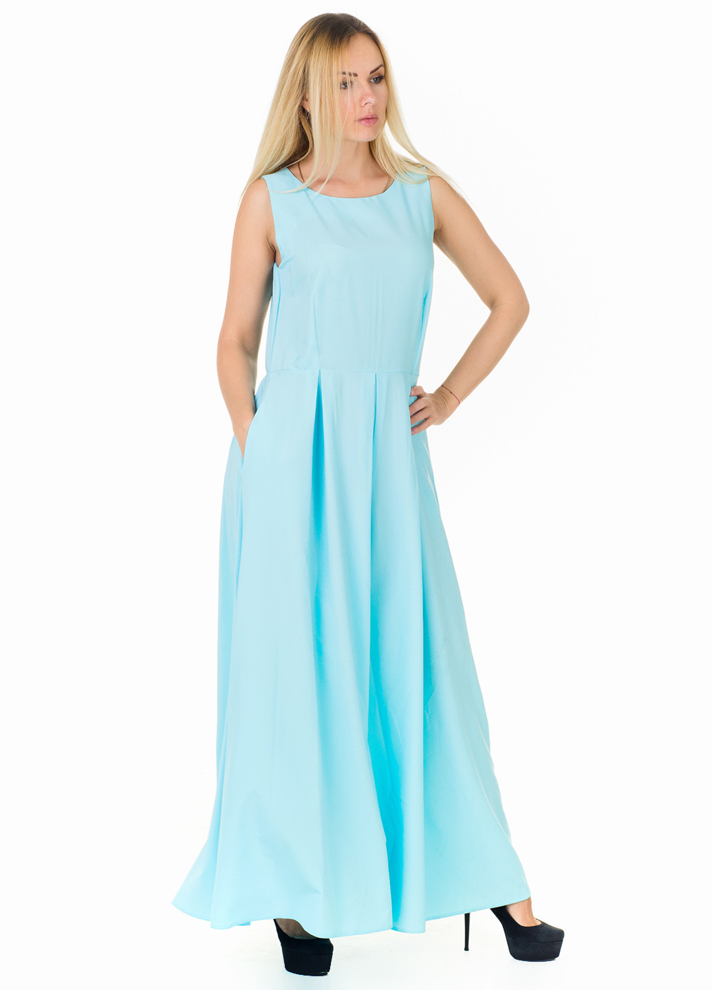 Голубое кэжуал платье Loran однотонное