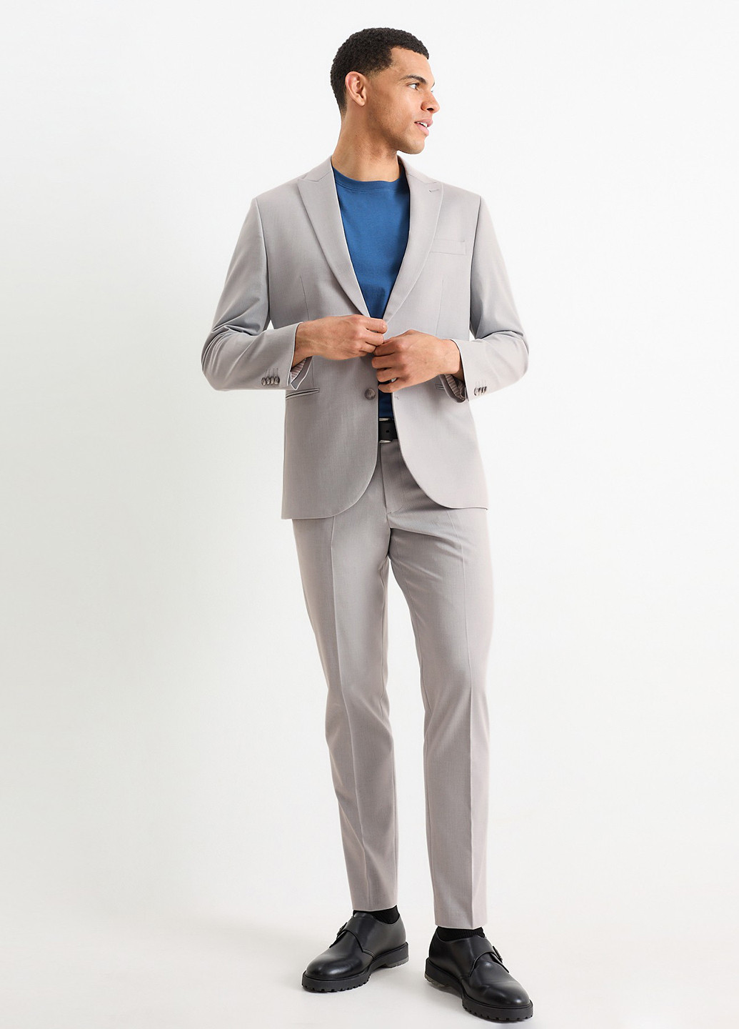 Серые кэжуал, классические демисезонные классические, прямые брюки C&A