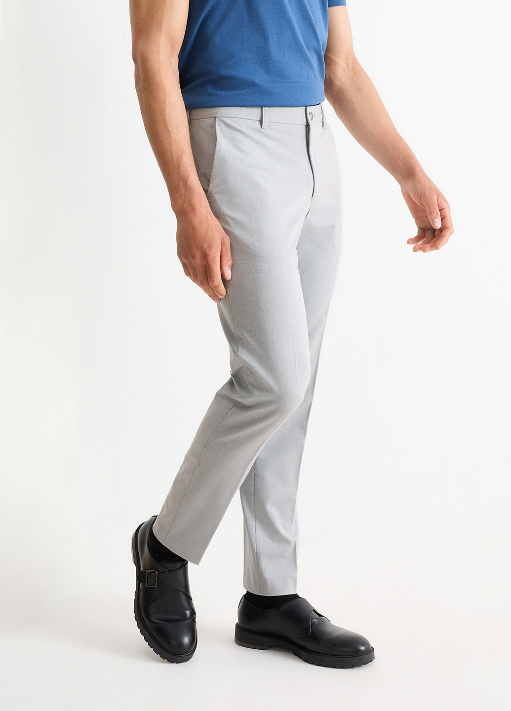 Серые кэжуал, классические демисезонные классические, прямые брюки C&A