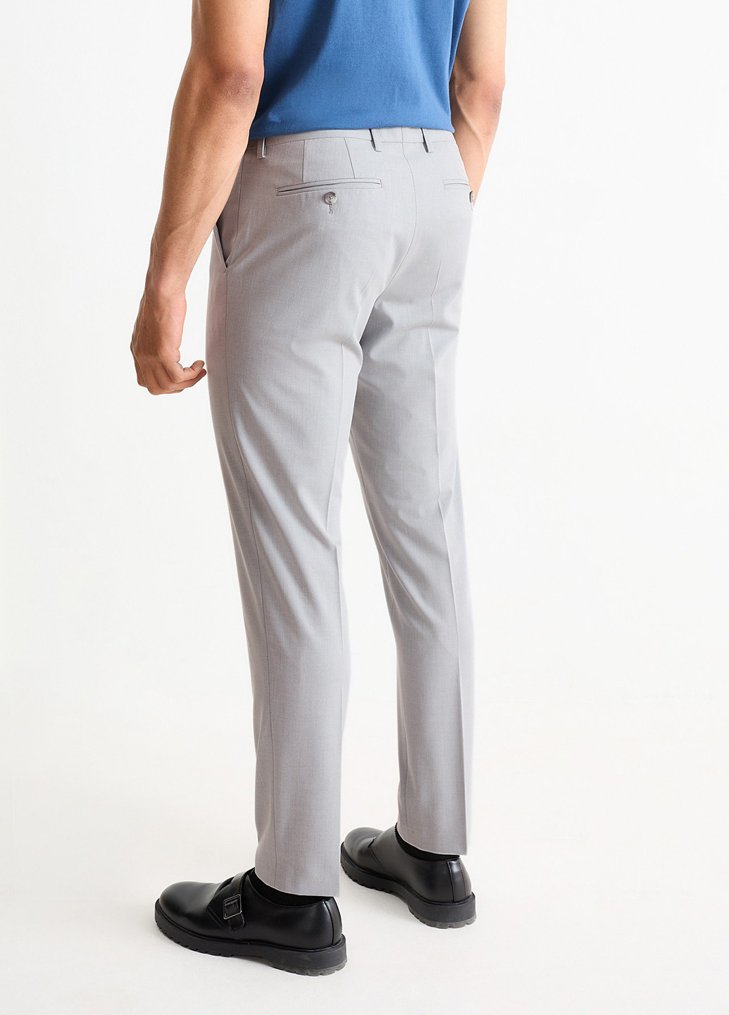 Серые кэжуал, классические демисезонные классические, прямые брюки C&A