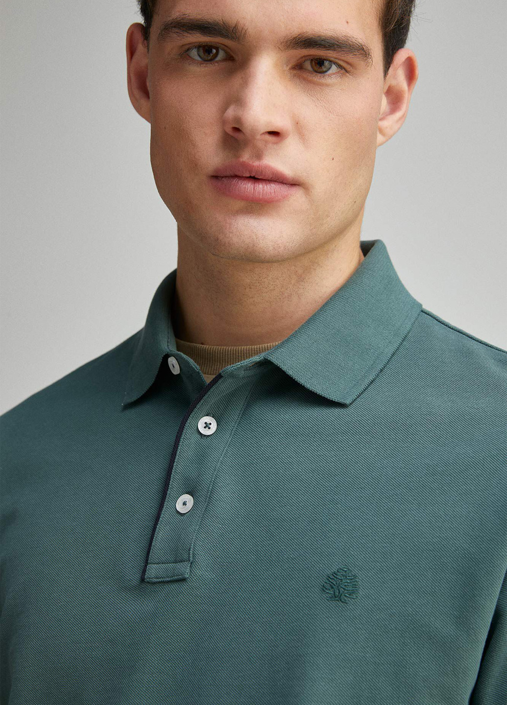 Зеленая футболка-поло для мужчин Springfield однотонная