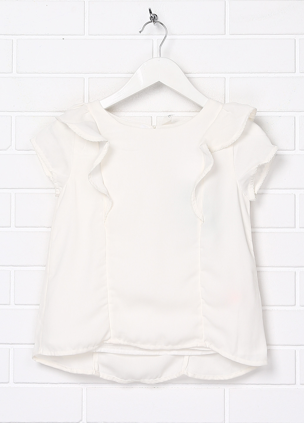 Молочная однотонная блузка с коротким рукавом H&M летняя