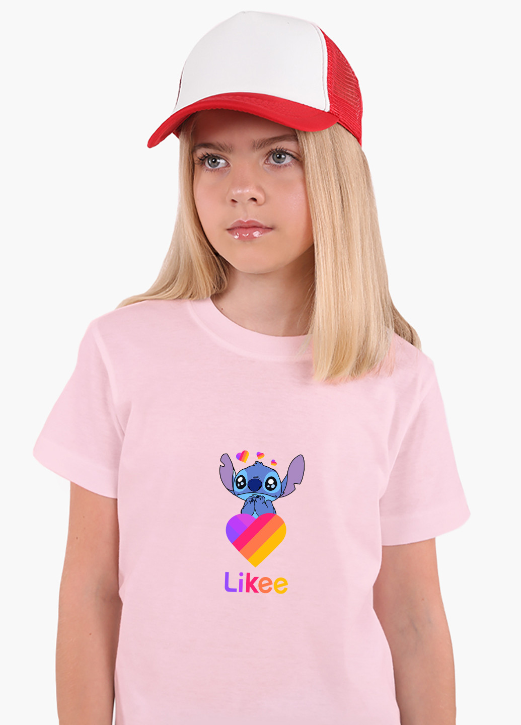 Рожева демісезонна футболка дитяча стіч лайки (stitch likee) (9224-1596) MobiPrint