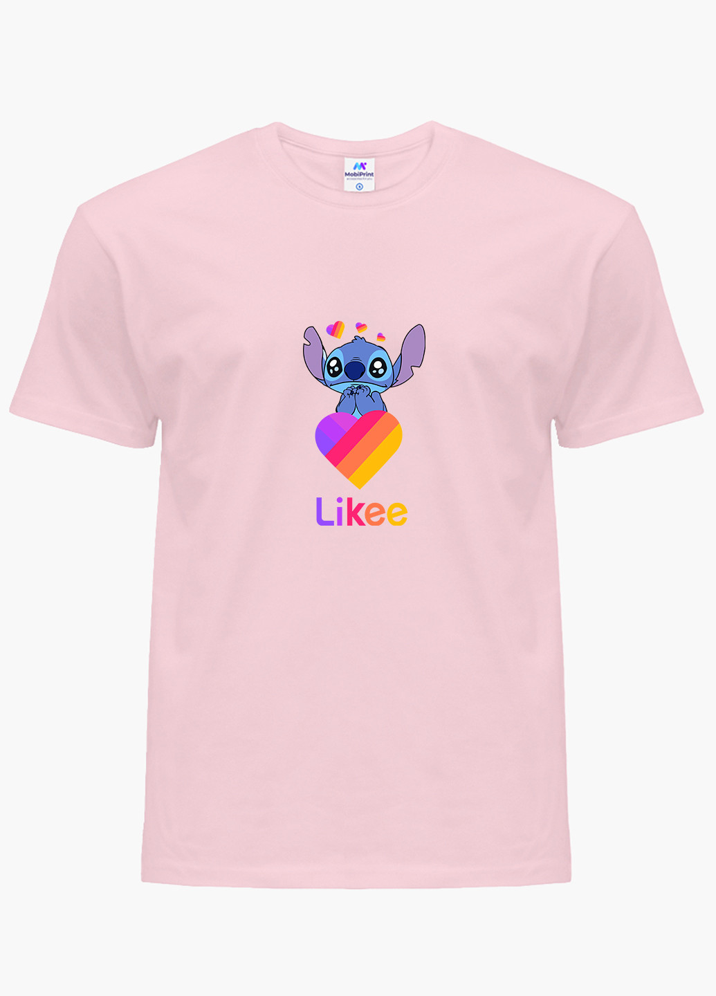 Рожева демісезонна футболка дитяча стіч лайки (stitch likee) (9224-1596) MobiPrint