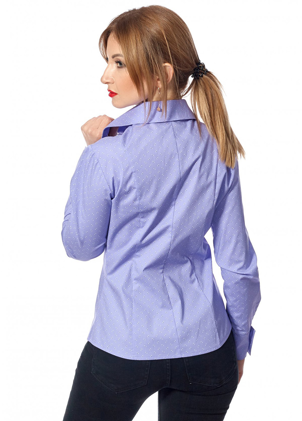 Лавандовая кэжуал рубашка в горошек SL-Fashion