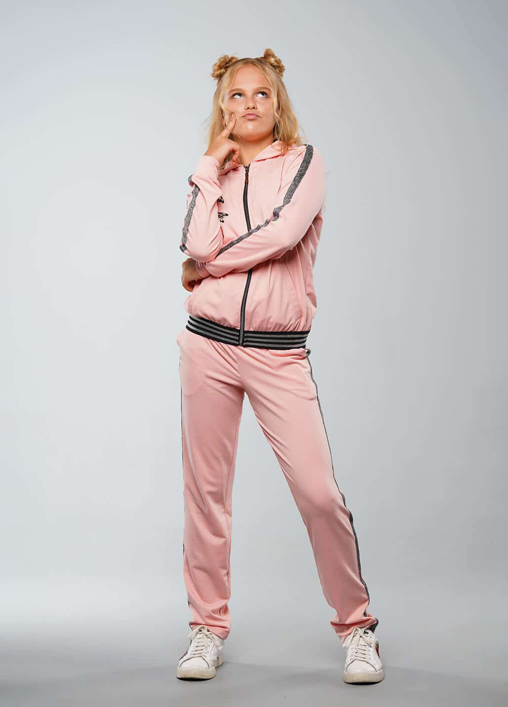 Пудровый демисезонный спортивный костюм однотонный Sinthia (192445536)