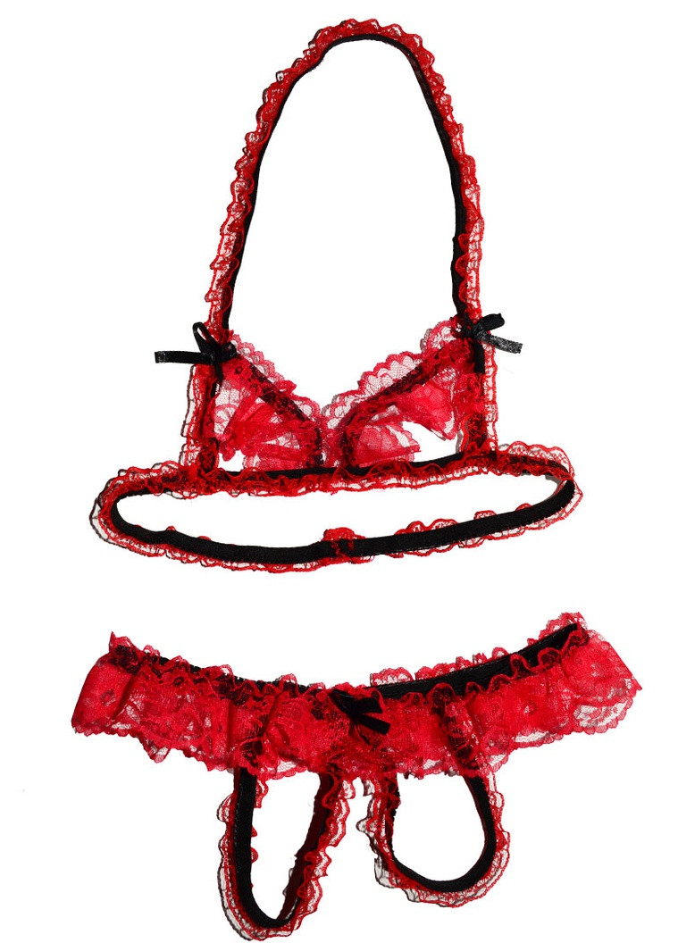 Красный демисезонный сексуальный соблазнительный эротический комплект – эротическое бельё Langsha