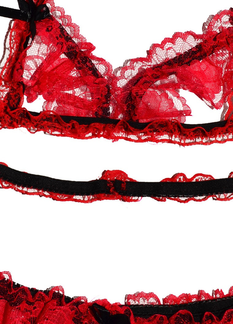 Красный демисезонный сексуальный соблазнительный эротический комплект – эротическое бельё Langsha