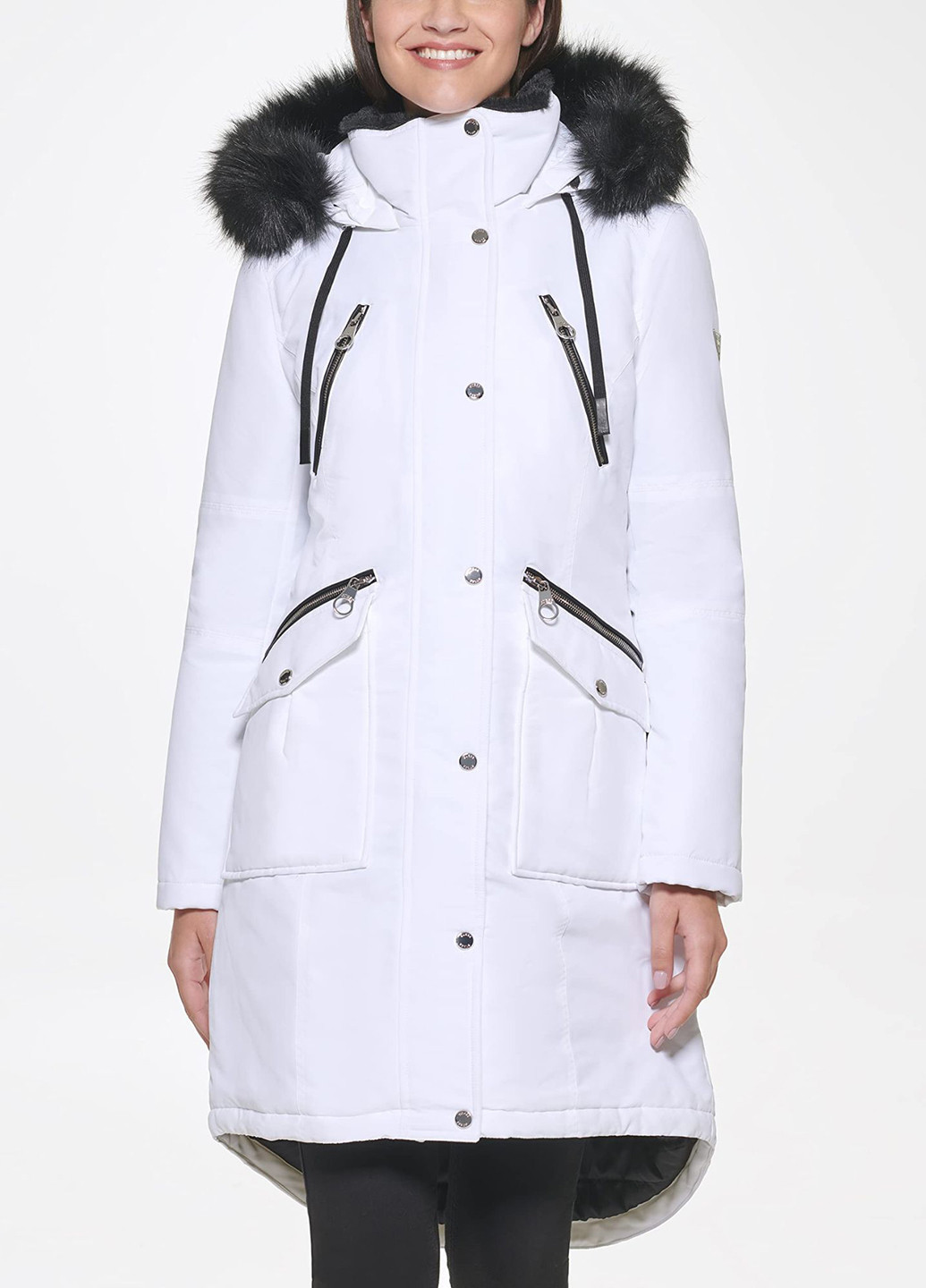 Белая демисезонная куртка куртка-пальто Guess