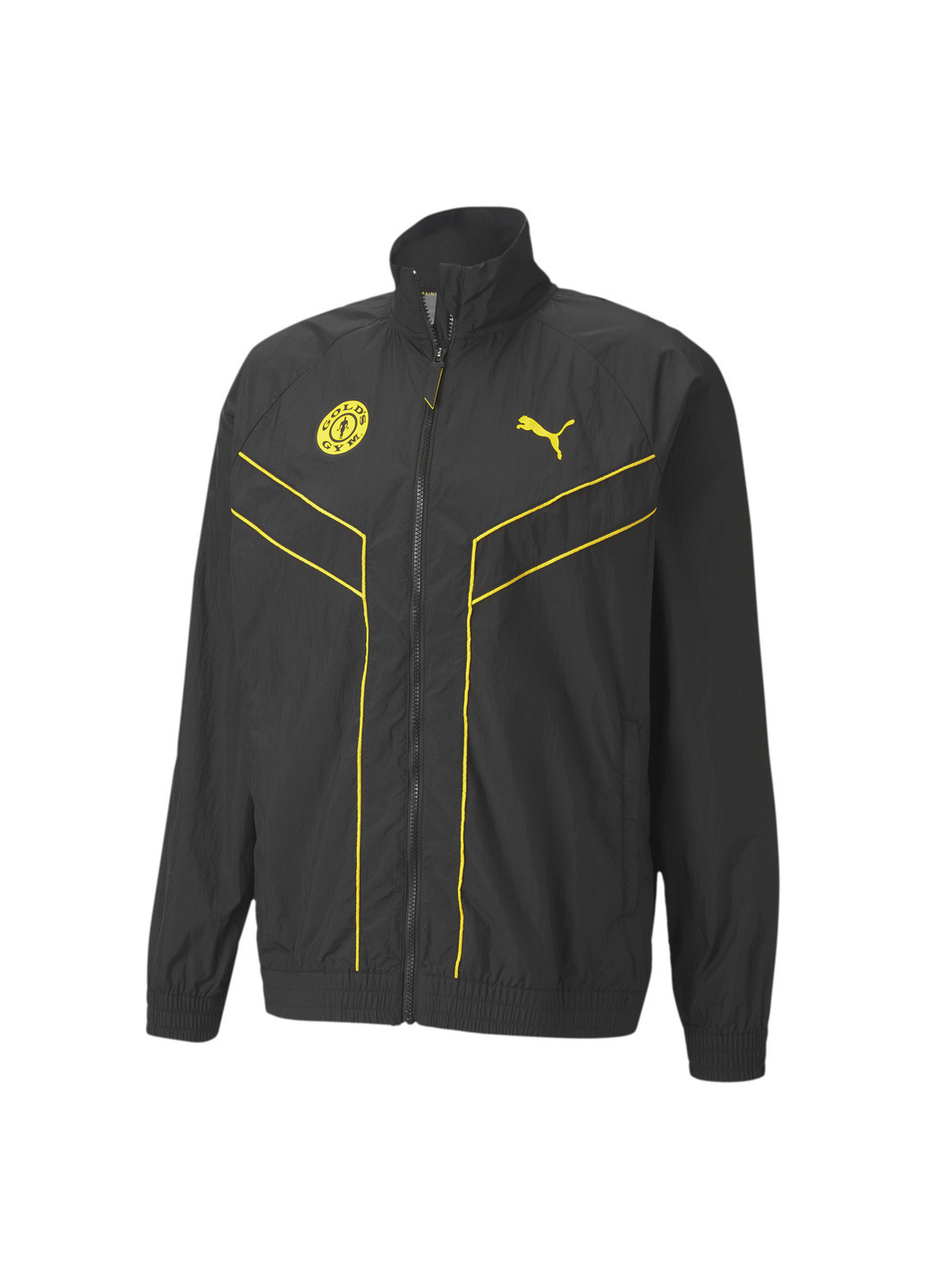 Куртка Puma x GOLD'S GYM Woven dryCELL Training Jacket однотонная чёрная спортивная