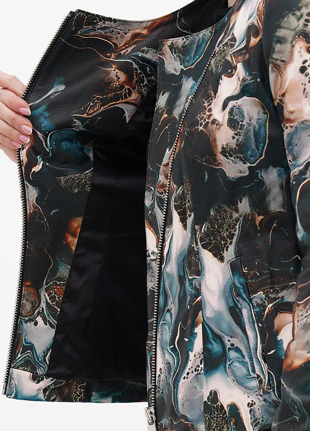 Комбинированная демисезонная куртка кожаная Rossini