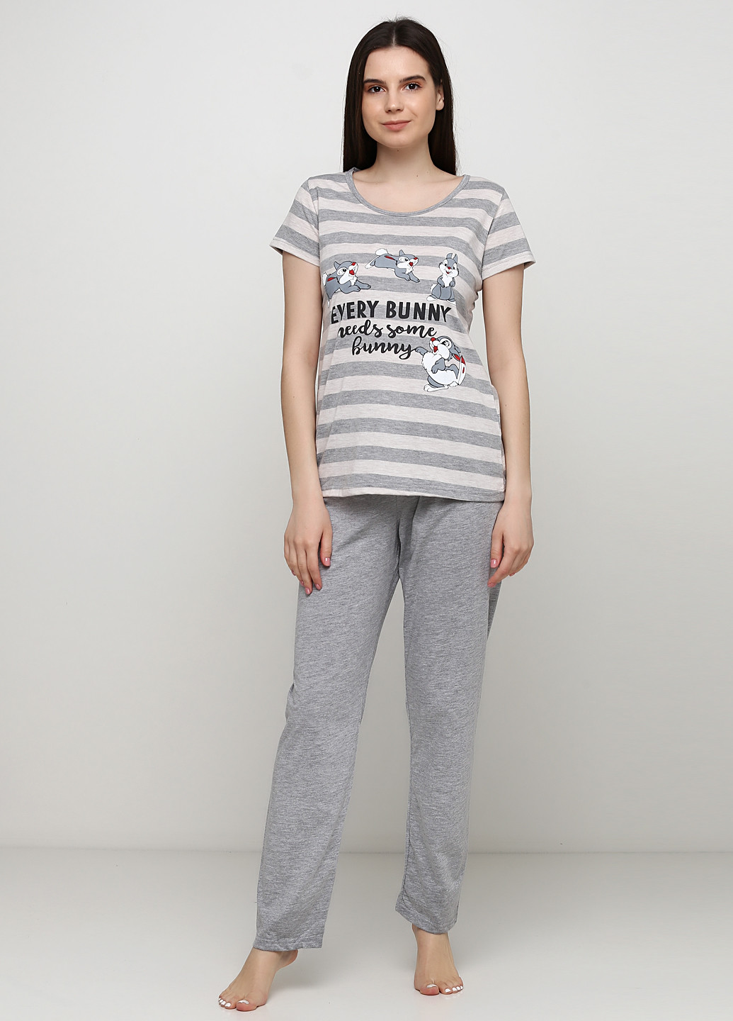 Серая всесезон пижама (футболка, брюки) футболка + брюки Sexen