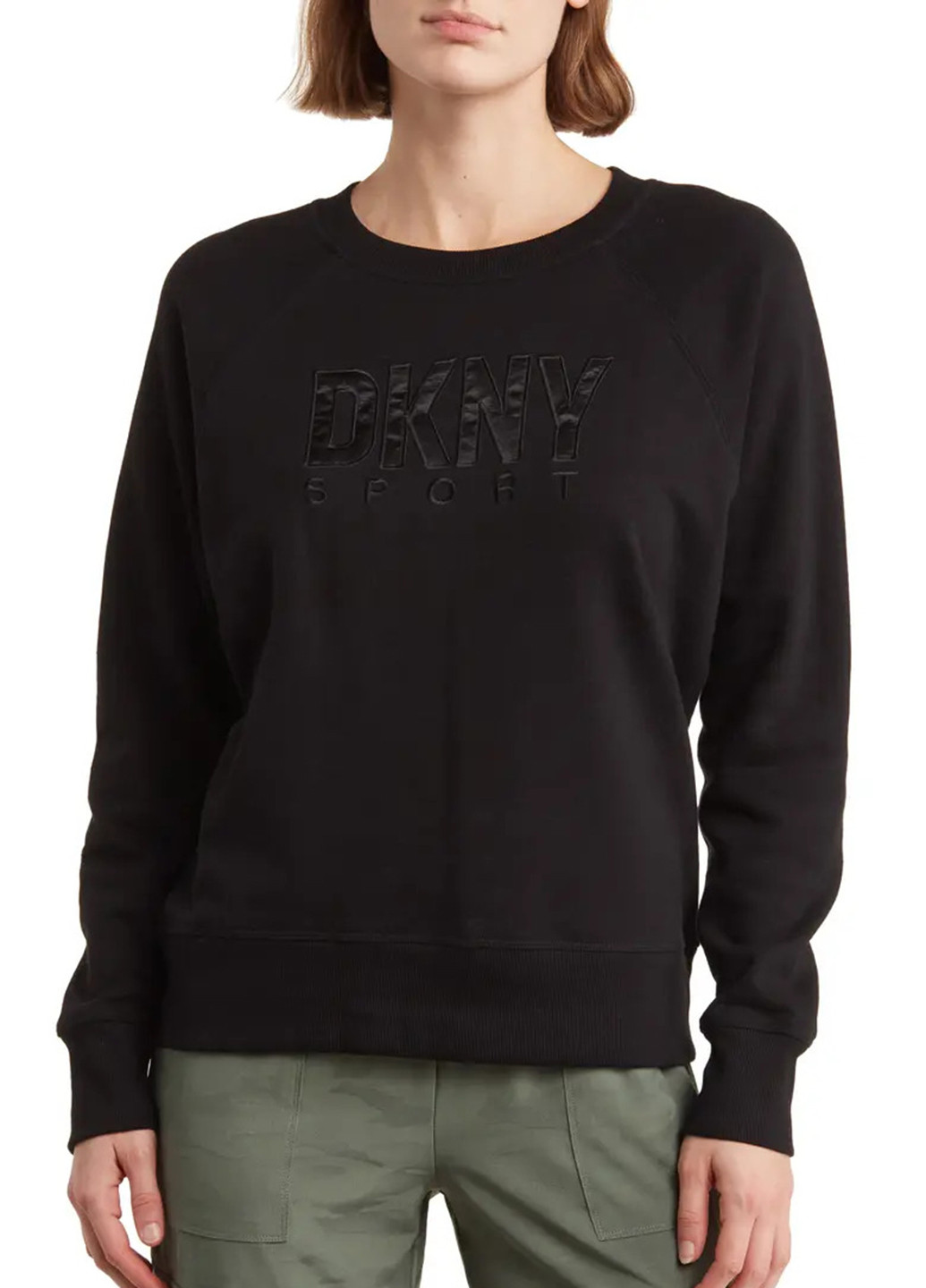 Свитшот DKNY - Прямой крой однотонный черный кэжуал хлопок - (293543130)
