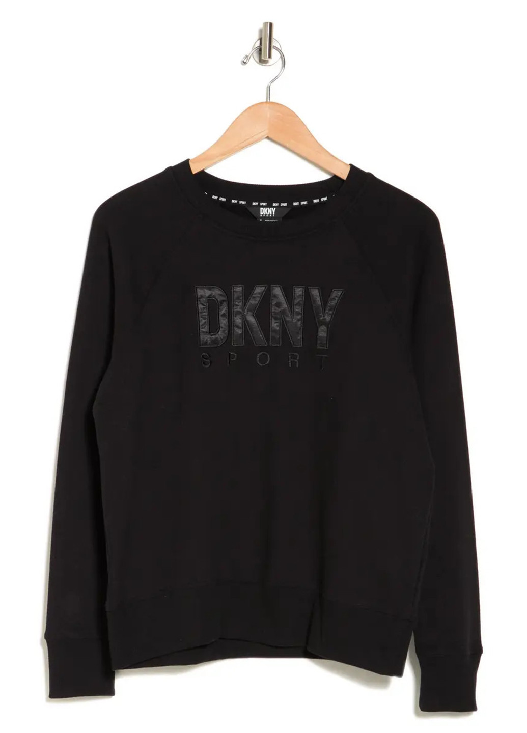 Світшот DKNY - Прямий крій однотонний чорний кежуал бавовна - (293543130)