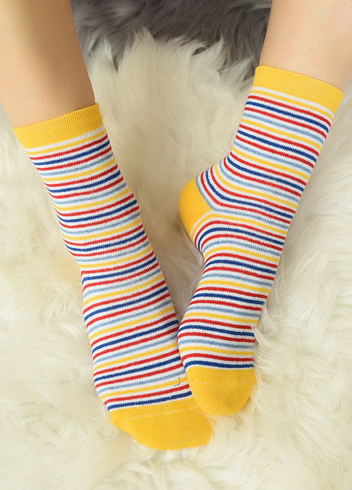 Носки Let's Shop без уплотненного носка полоска жёлтые повседневные