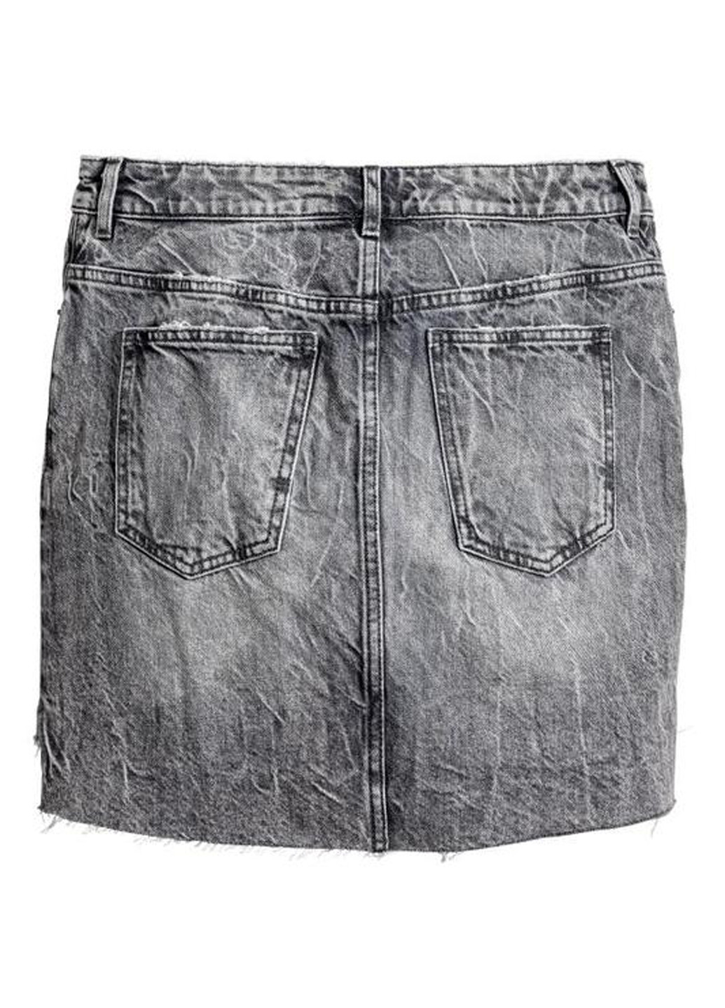 Серая джинсовая однотонная юбка H&M