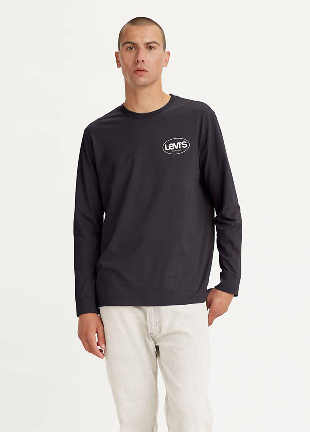 Лонгслів Levi's логотип чорний кежуали бавовна, трикотаж