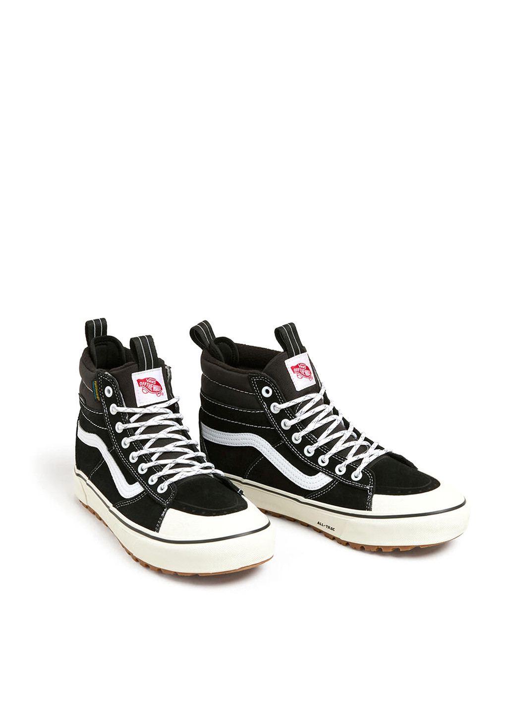 Черно-белые кеды Vans MTE SK8-HI DR WATERPROOF с логотипом, с белой подошвой