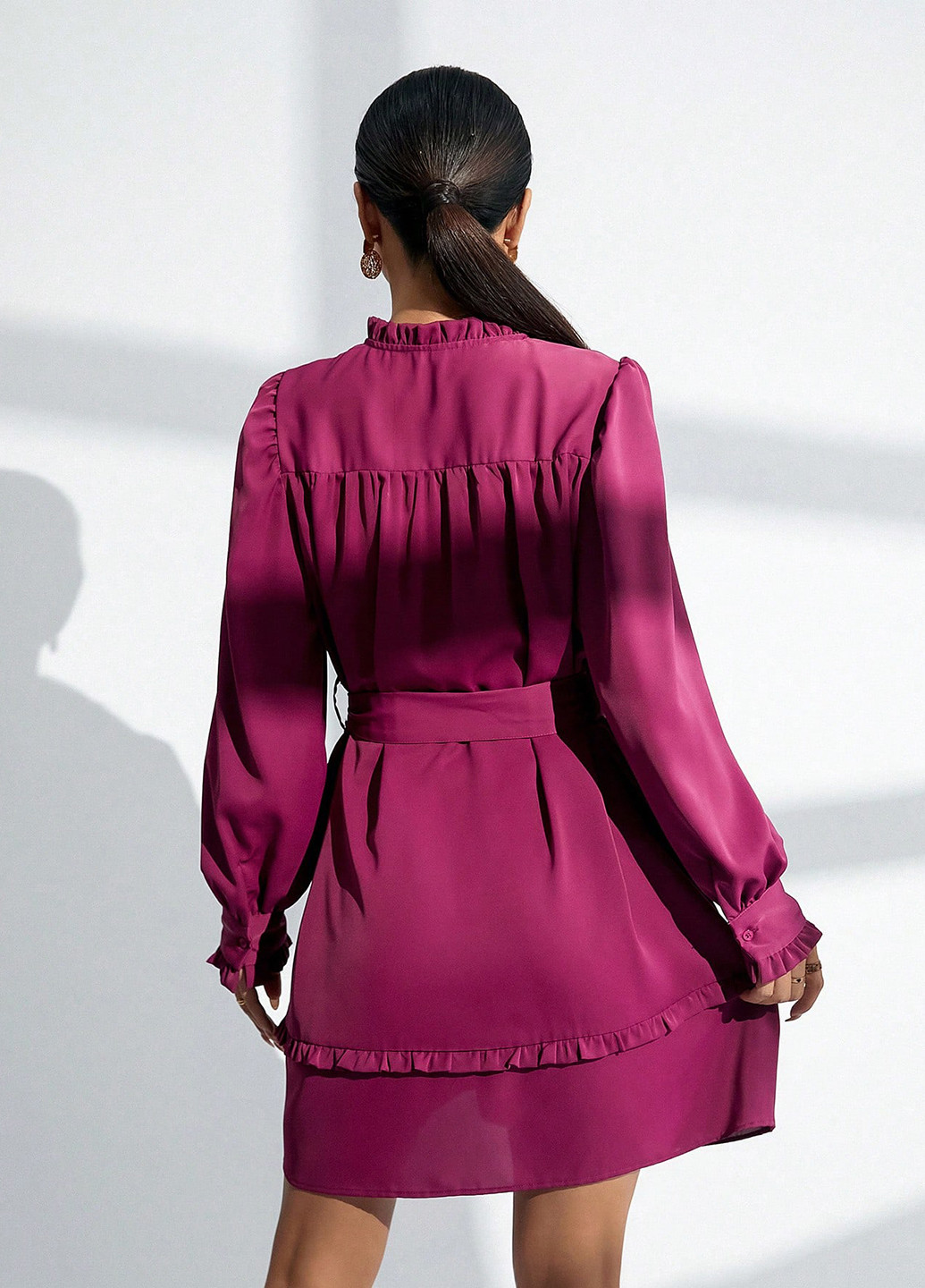 Фуксинова (кольору Фукія) кежуал сукня кльош SHEIN однотонна