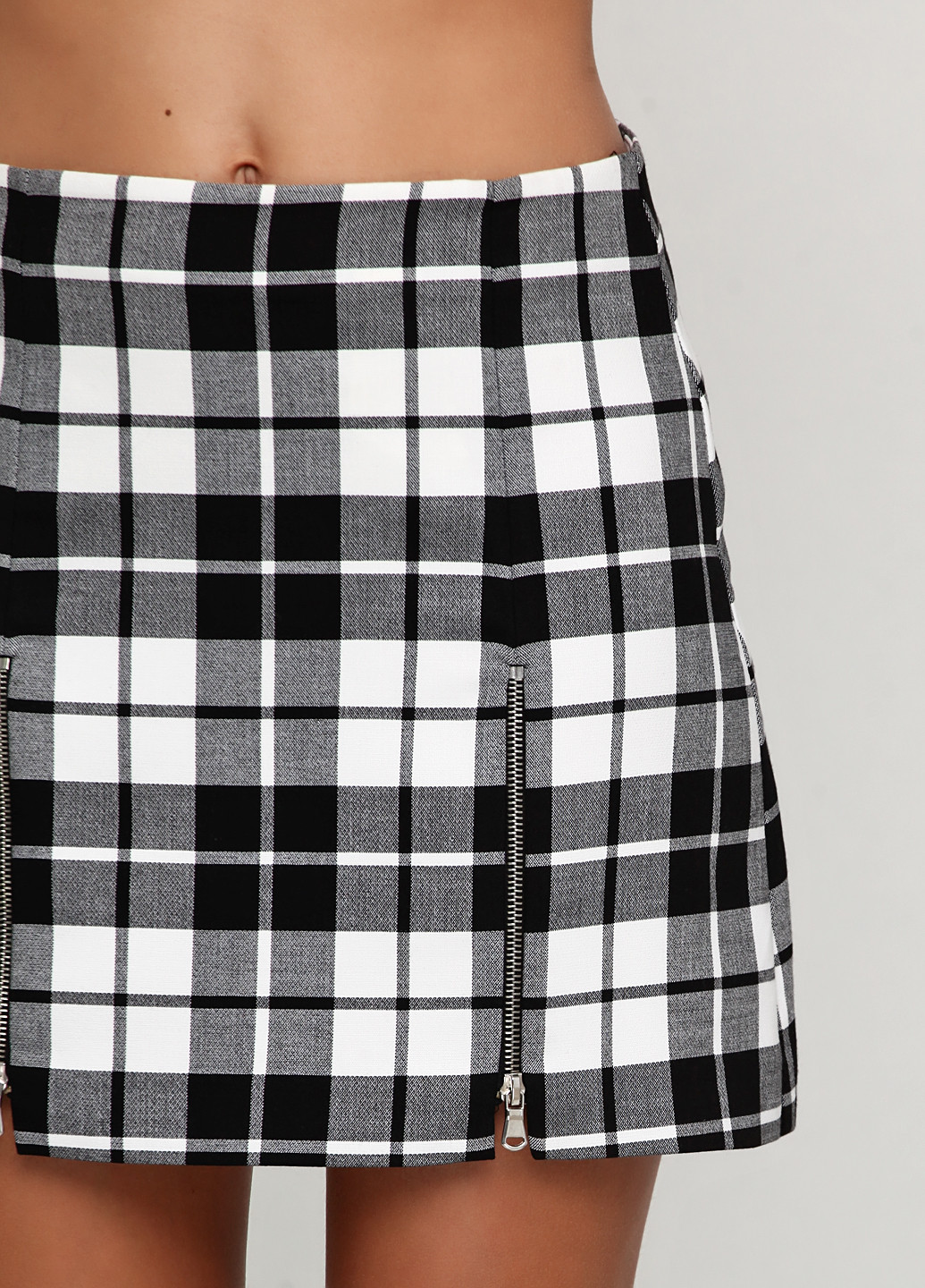 Черно-белая кэжуал в клетку юбка Zara