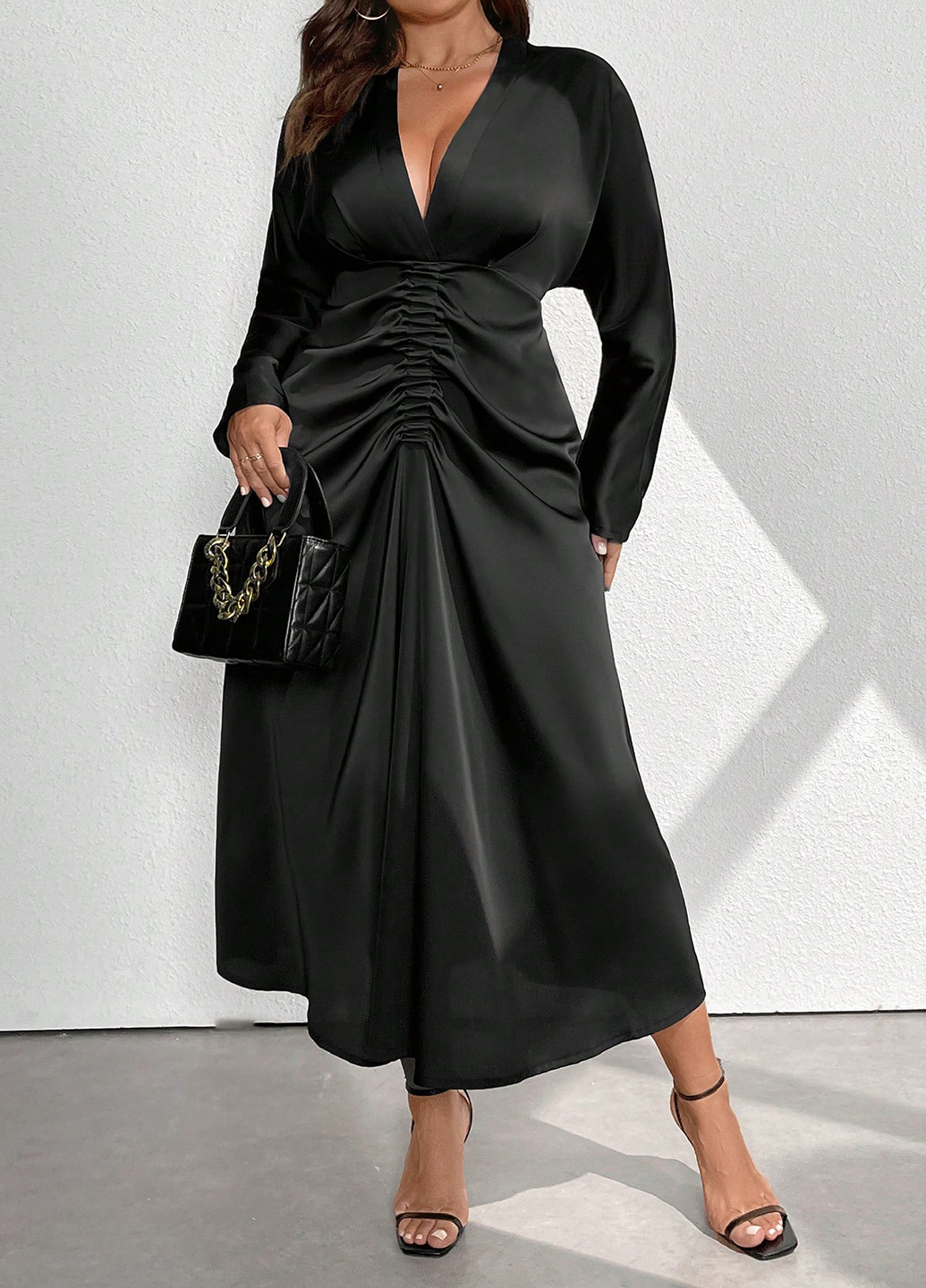 Чорна кежуал сукня кльош SHEIN однотонна