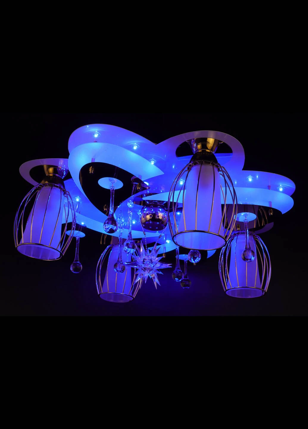 Люстра потолочная Космос с цветной LED подсветкой и авто отключением с пультом 5507/4+1 Белый 21х54х54 см. Handmade (234538183)