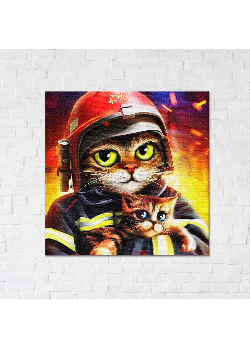 Картина-постер котик ДСНС ©Маріанна Пащук 40х40 см Brushme (254643212)