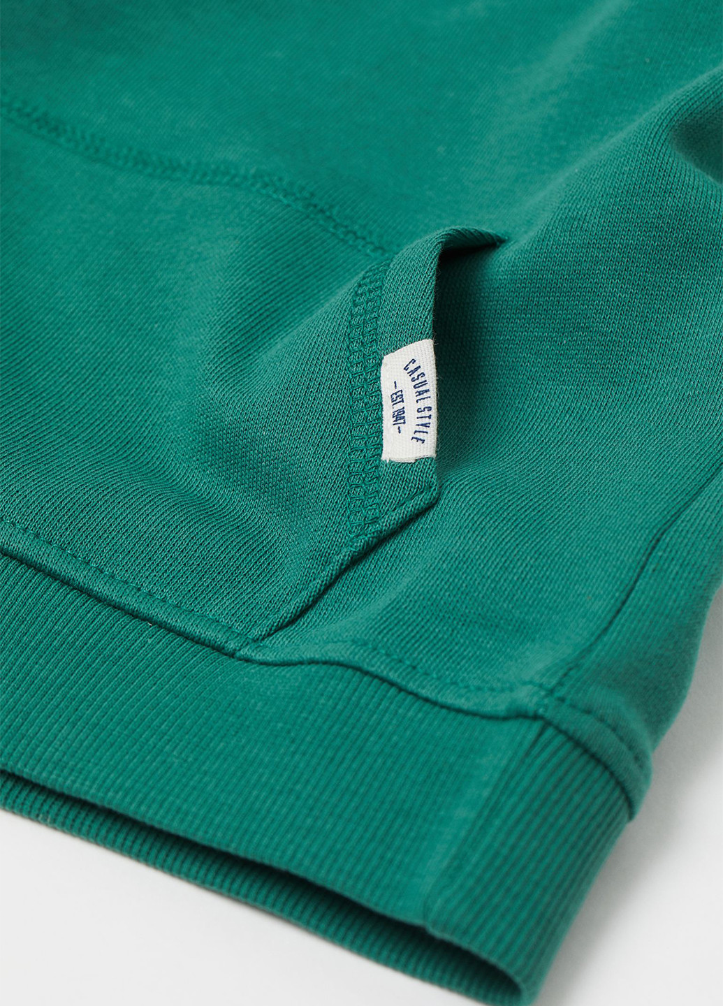 H&M свитшот однотонный зеленый кэжуал хлопок, футер
