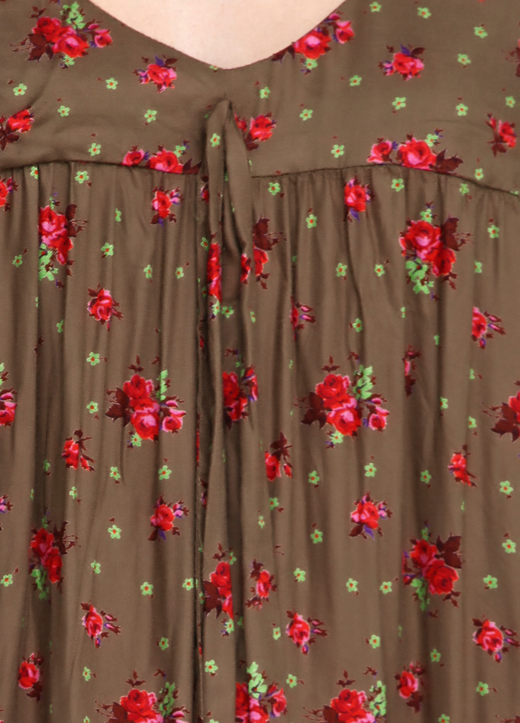 Оливкова (хакі) кежуал плаття, сукня Zara з квітковим принтом