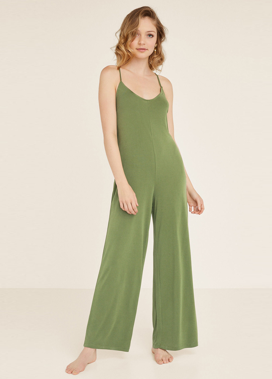 Комбінезон Women'secret комбінезон-брюки однотонний світло-зелений домашній трикотаж