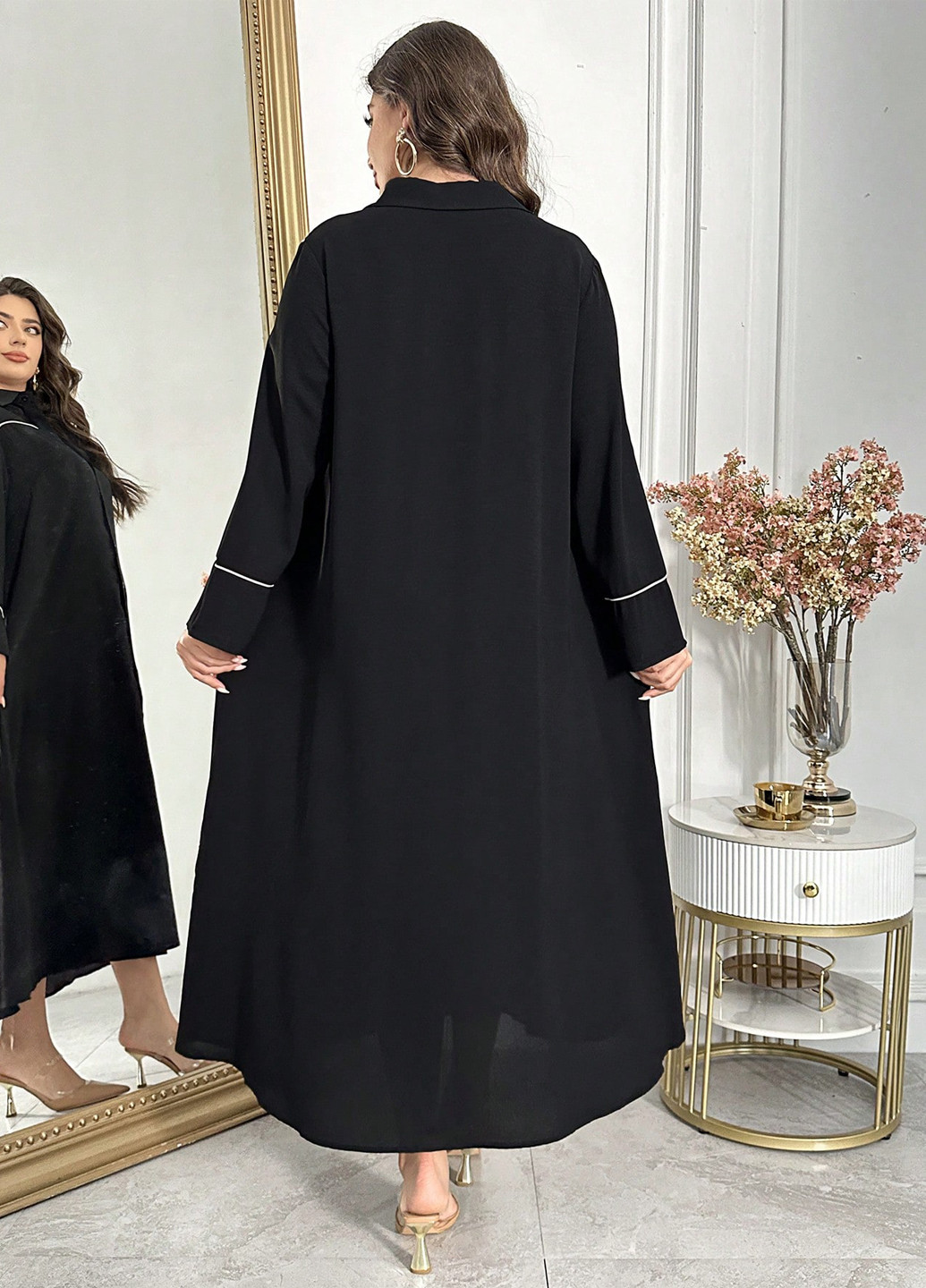 Чорна кежуал сукня сукня-сорочка SHEIN однотонна