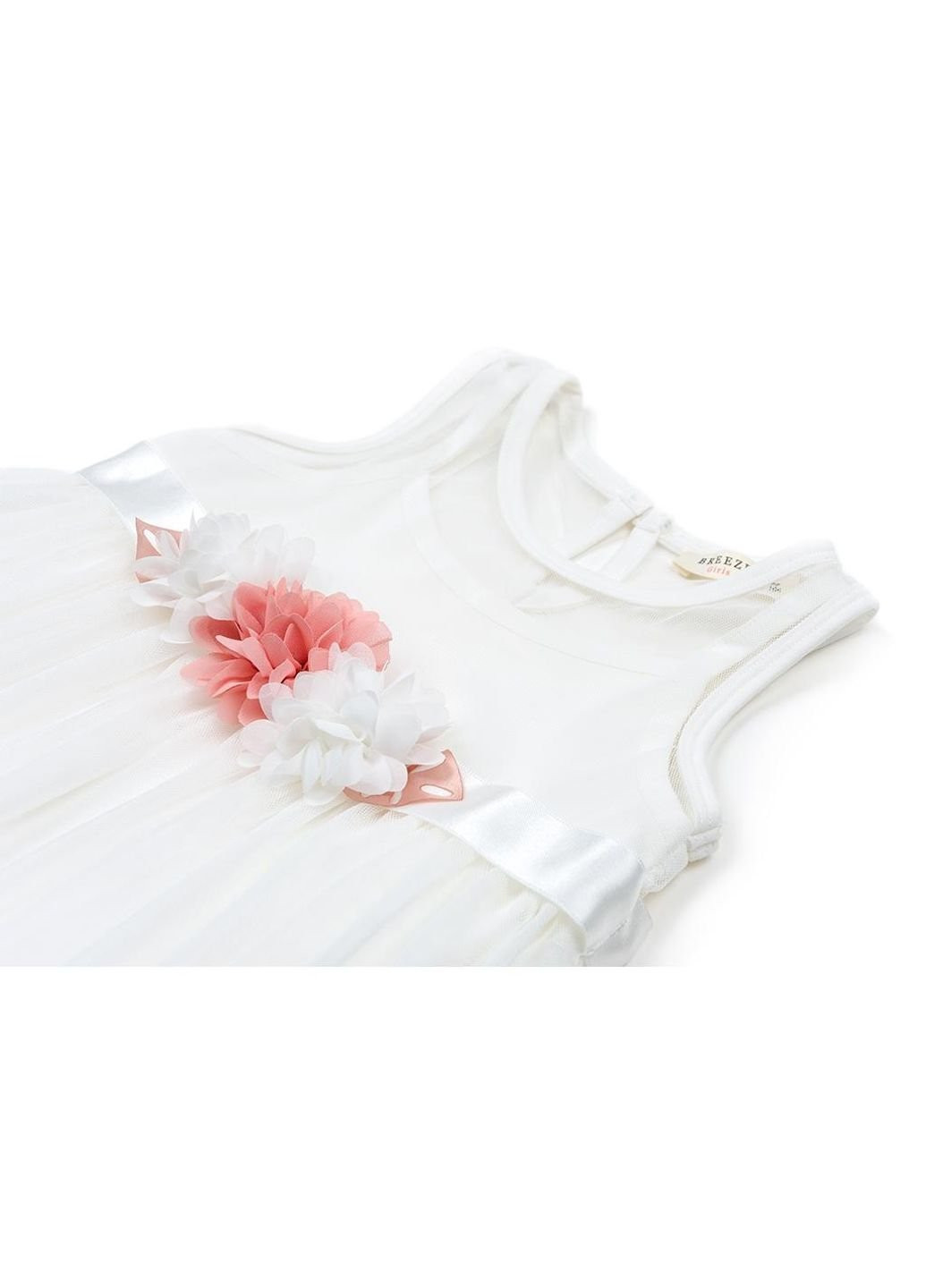 Комбинированное платье с цветочками и кружевом (12531-110g-cream) Breeze (251326496)