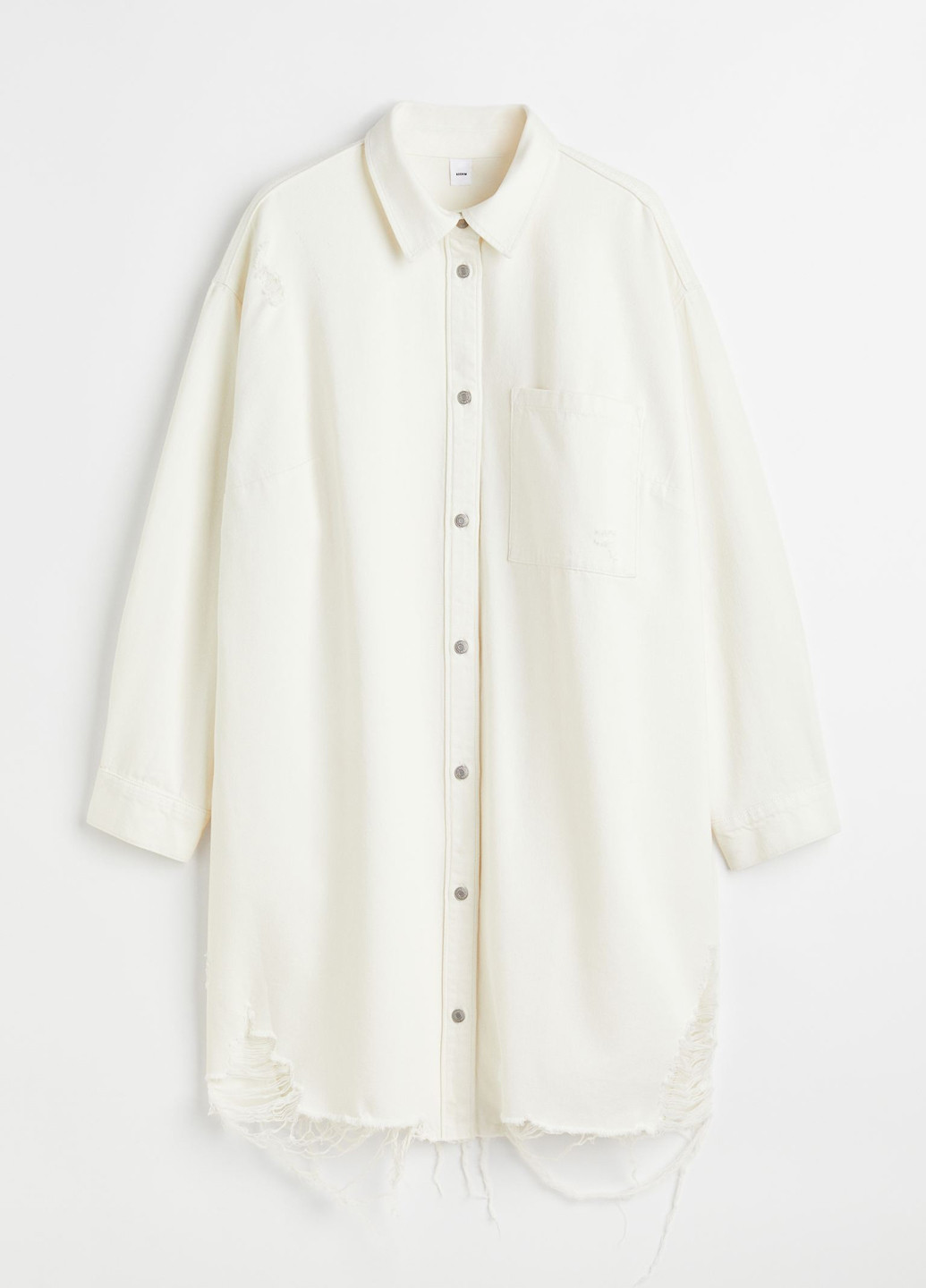 Белое джинсовое платье рубашка H&M однотонное