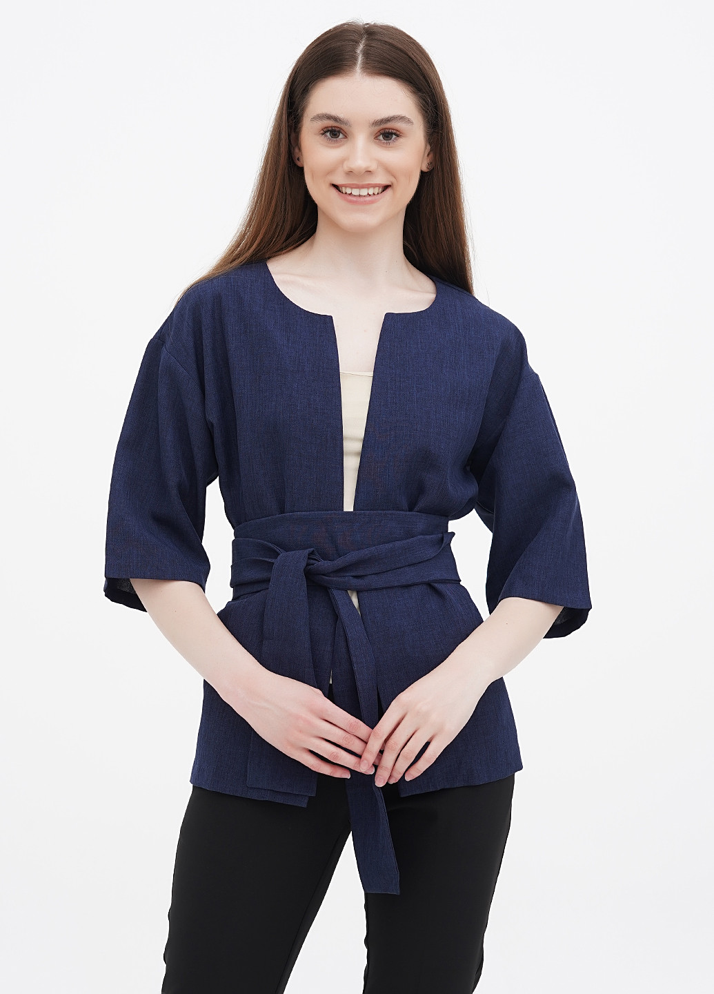 Темно-синий женский жакет Rebecca Tatti однотонный - летний