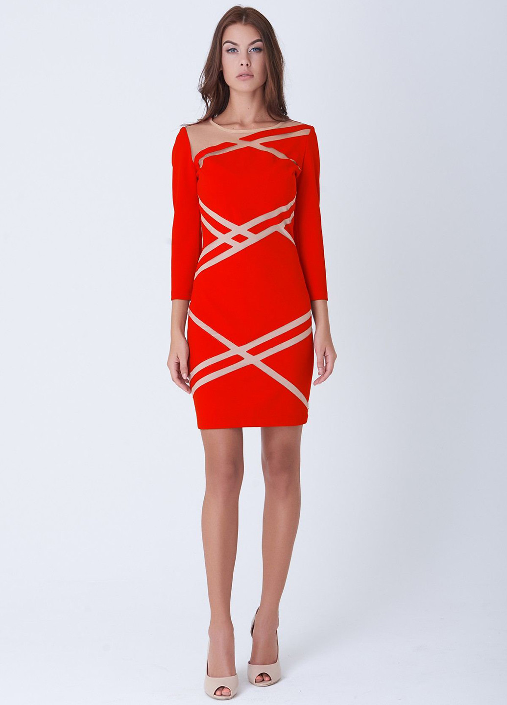 Темно-красное кэжуал платье RicaMare однотонное
