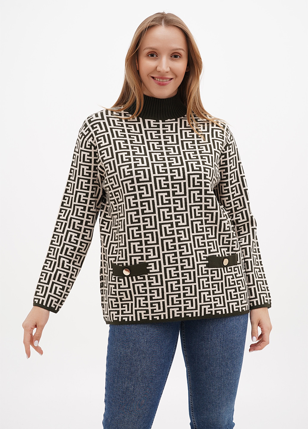 Оливковий (хакі) демісезонний светр Kiss Me