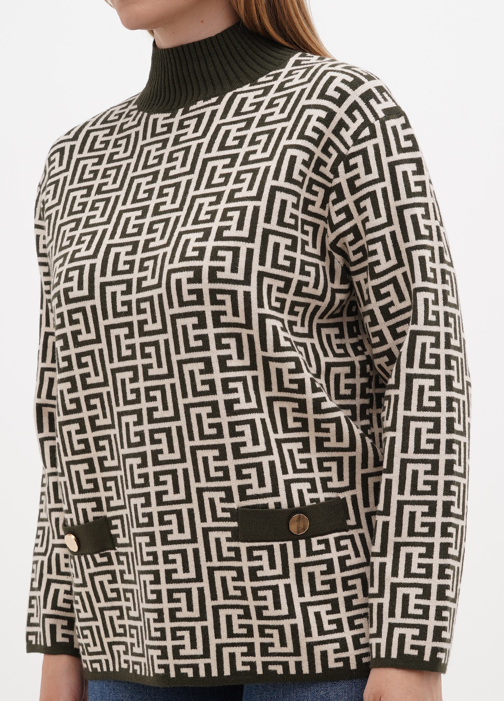 Оливковий (хакі) демісезонний светр Kiss Me