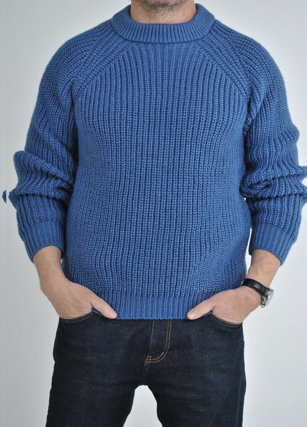 Синій зимовий светр крупної в'язки Berta Lucci